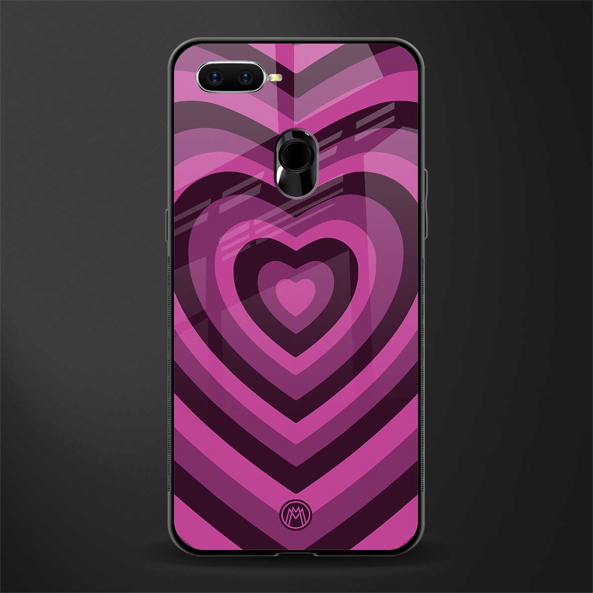 y2k burgundy hearts aesthetic glass case for oppo a12 image