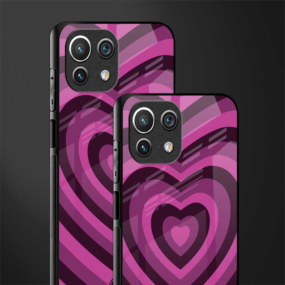 y2k burgundy hearts aesthetic glass case for mi 11 lite image-2