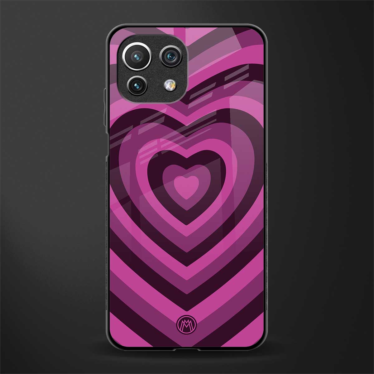 y2k burgundy hearts aesthetic glass case for mi 11 lite image