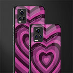y2k burgundy hearts aesthetic back phone cover | glass case for vivo y73
