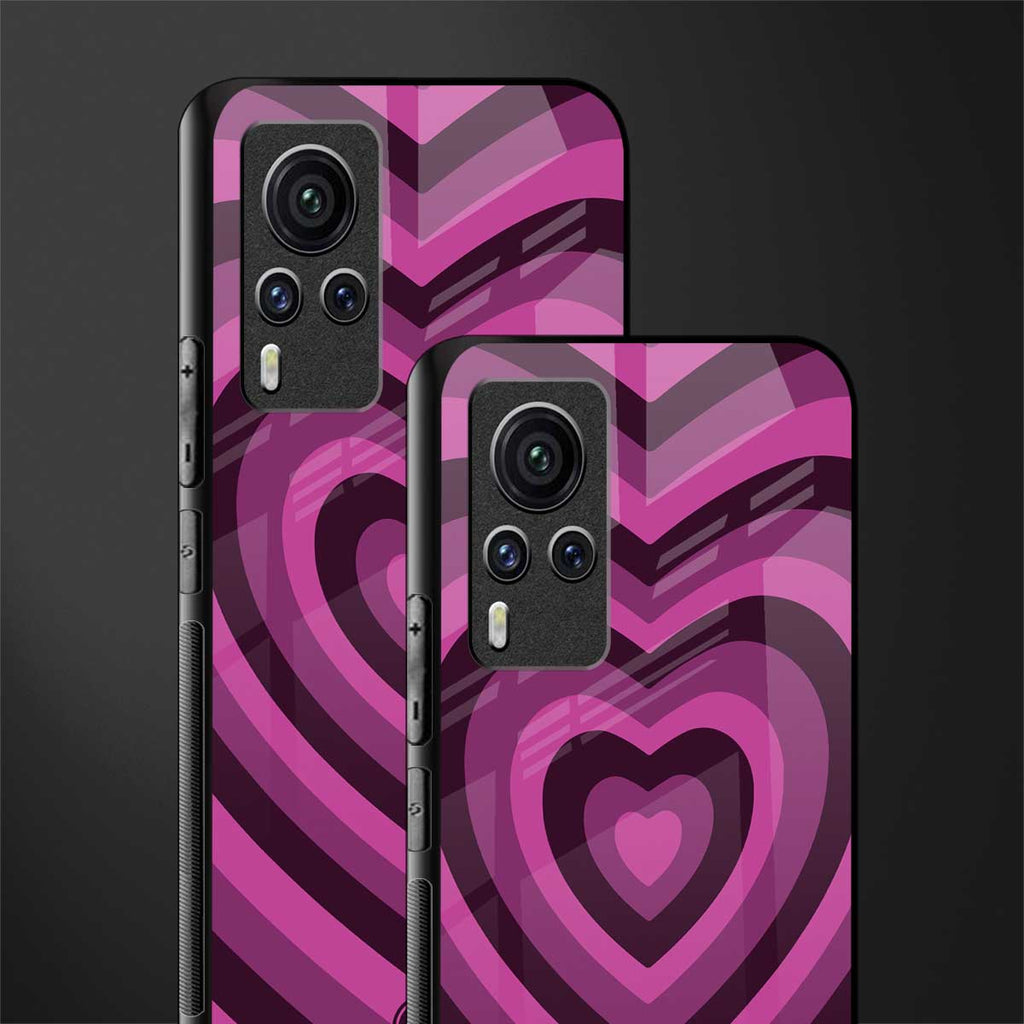 y2k burgundy hearts aesthetic glass case for vivo x60 pro image-2