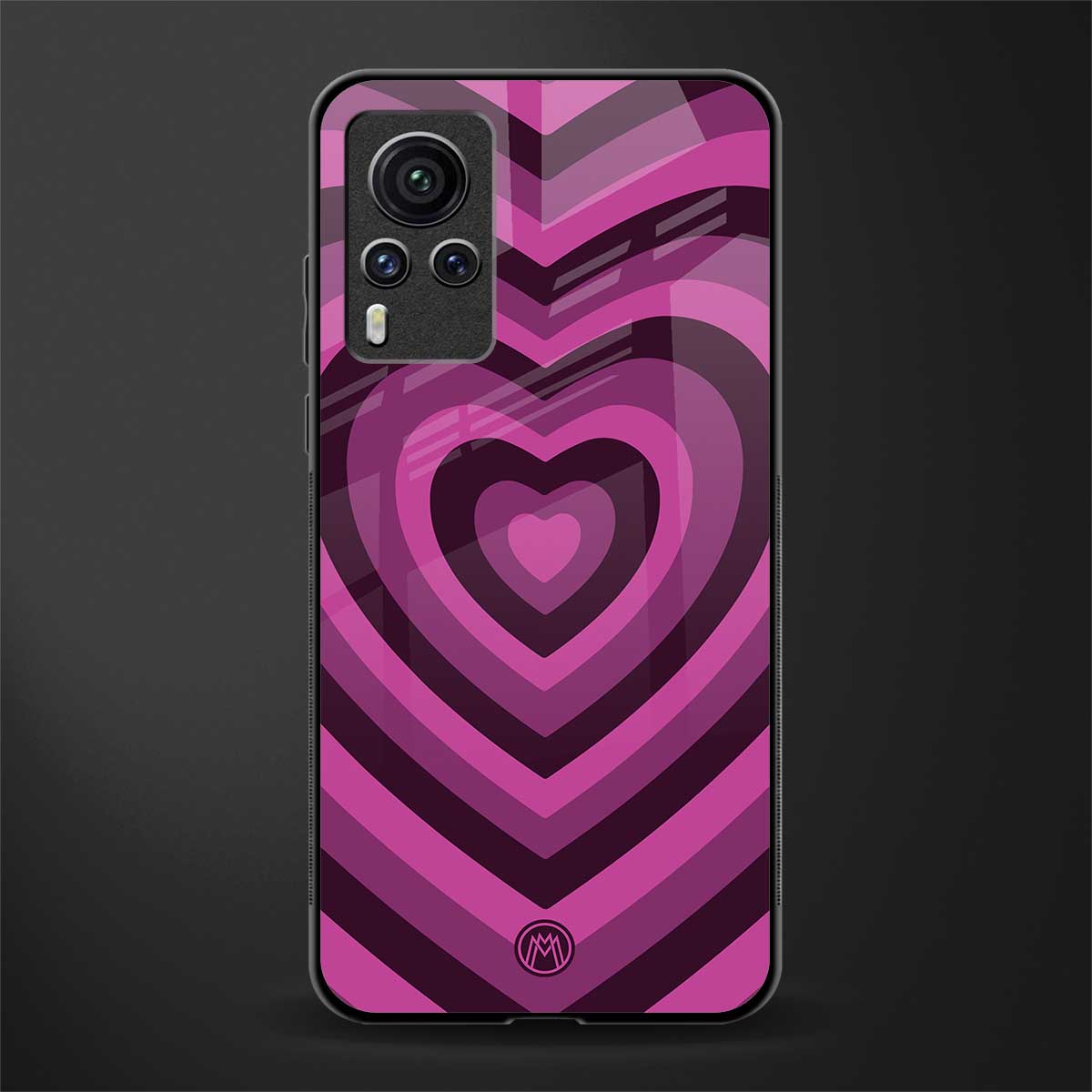 y2k burgundy hearts aesthetic glass case for vivo x60 pro image