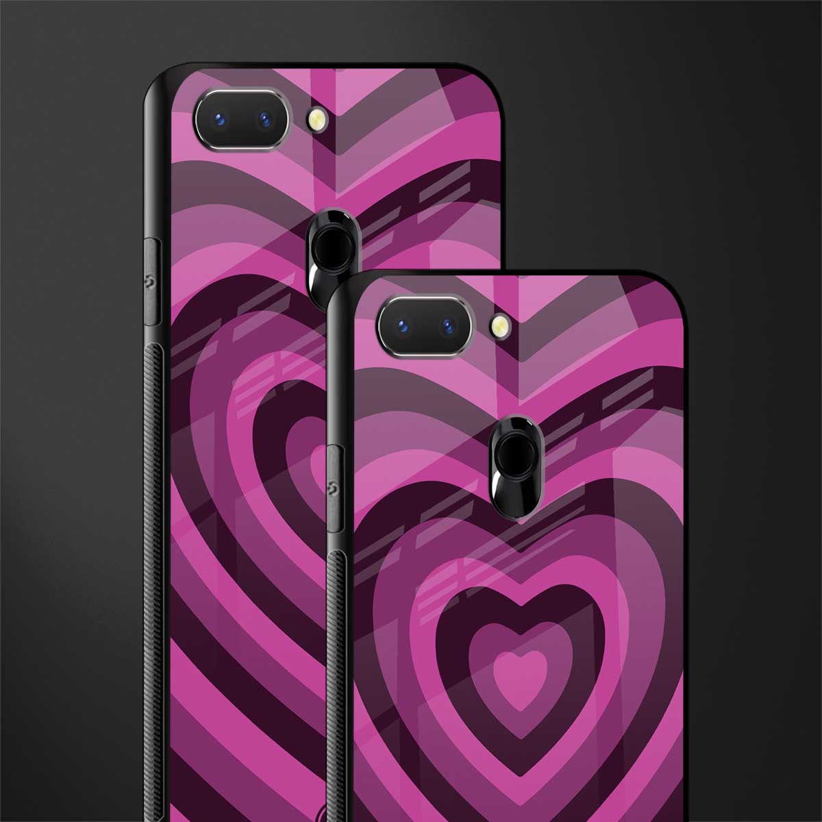 y2k burgundy hearts aesthetic glass case for oppo a5 image-2