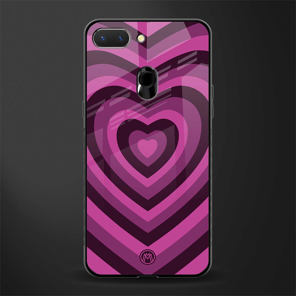 y2k burgundy hearts aesthetic glass case for oppo a5 image