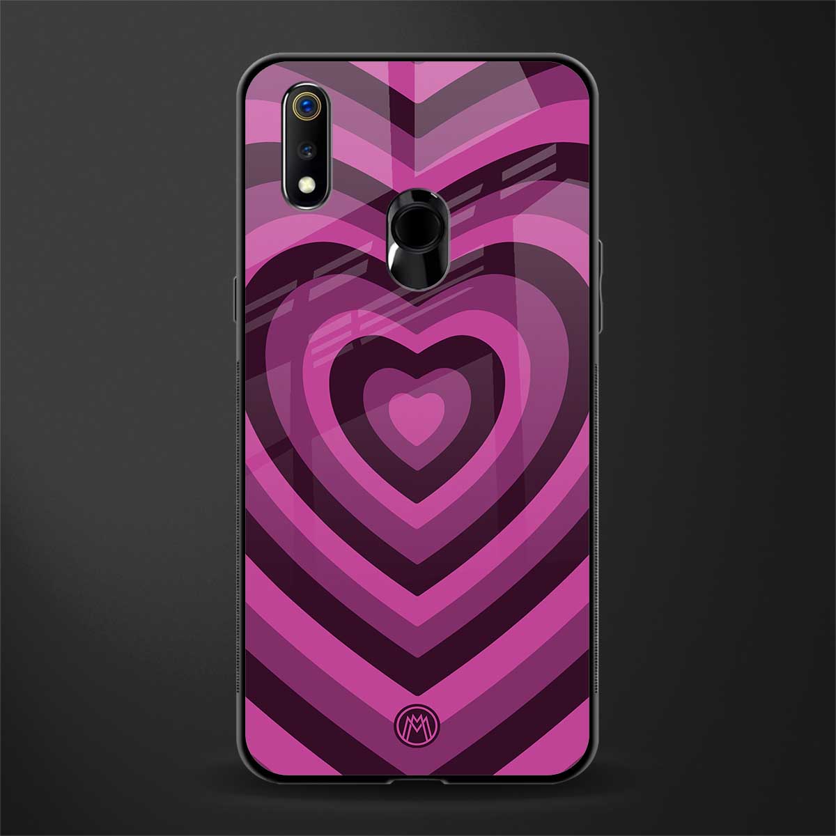 y2k burgundy hearts aesthetic glass case for realme 3 pro image