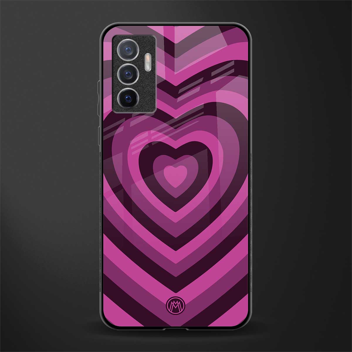 y2k burgundy hearts aesthetic glass case for vivo v23e image