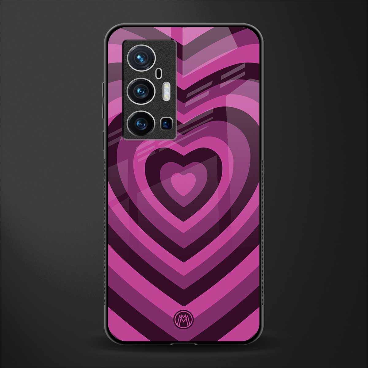 y2k burgundy hearts aesthetic glass case for vivo x70 pro plus image
