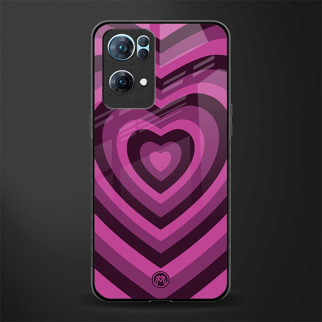 y2k burgundy hearts aesthetic glass case for oppo reno7 pro 5g image