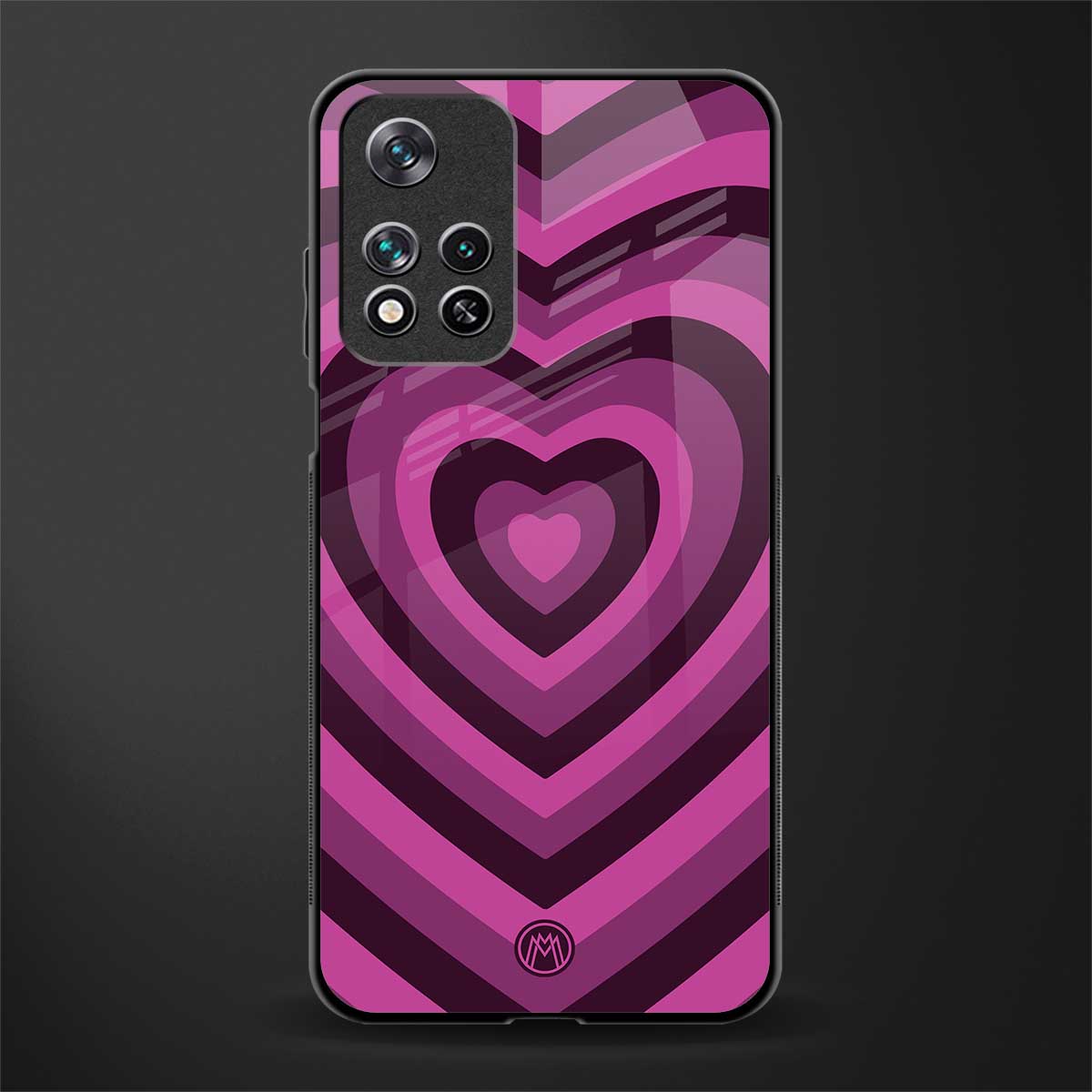 y2k burgundy hearts aesthetic glass case for poco m4 pro 5g image
