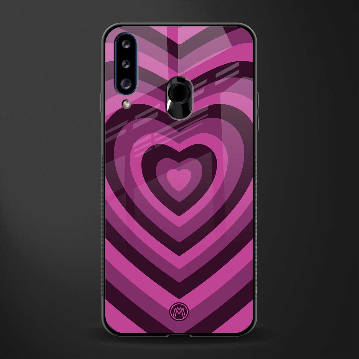 y2k burgundy hearts aesthetic glass case for samsung galaxy a20s image