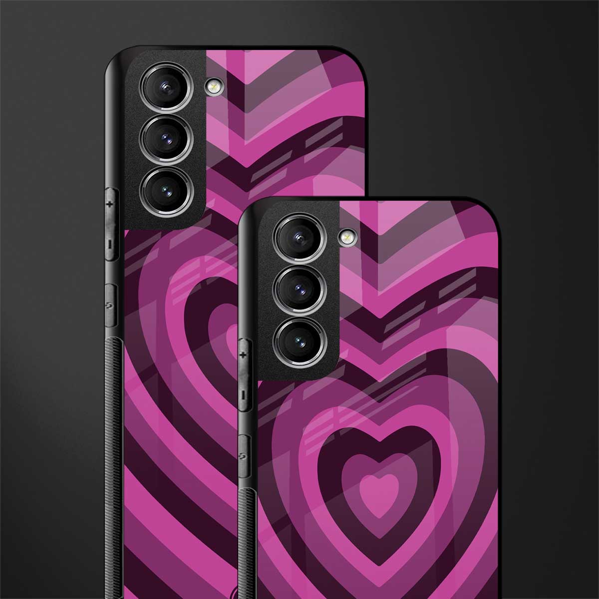 y2k burgundy hearts aesthetic glass case for samsung galaxy s21 plus image-2