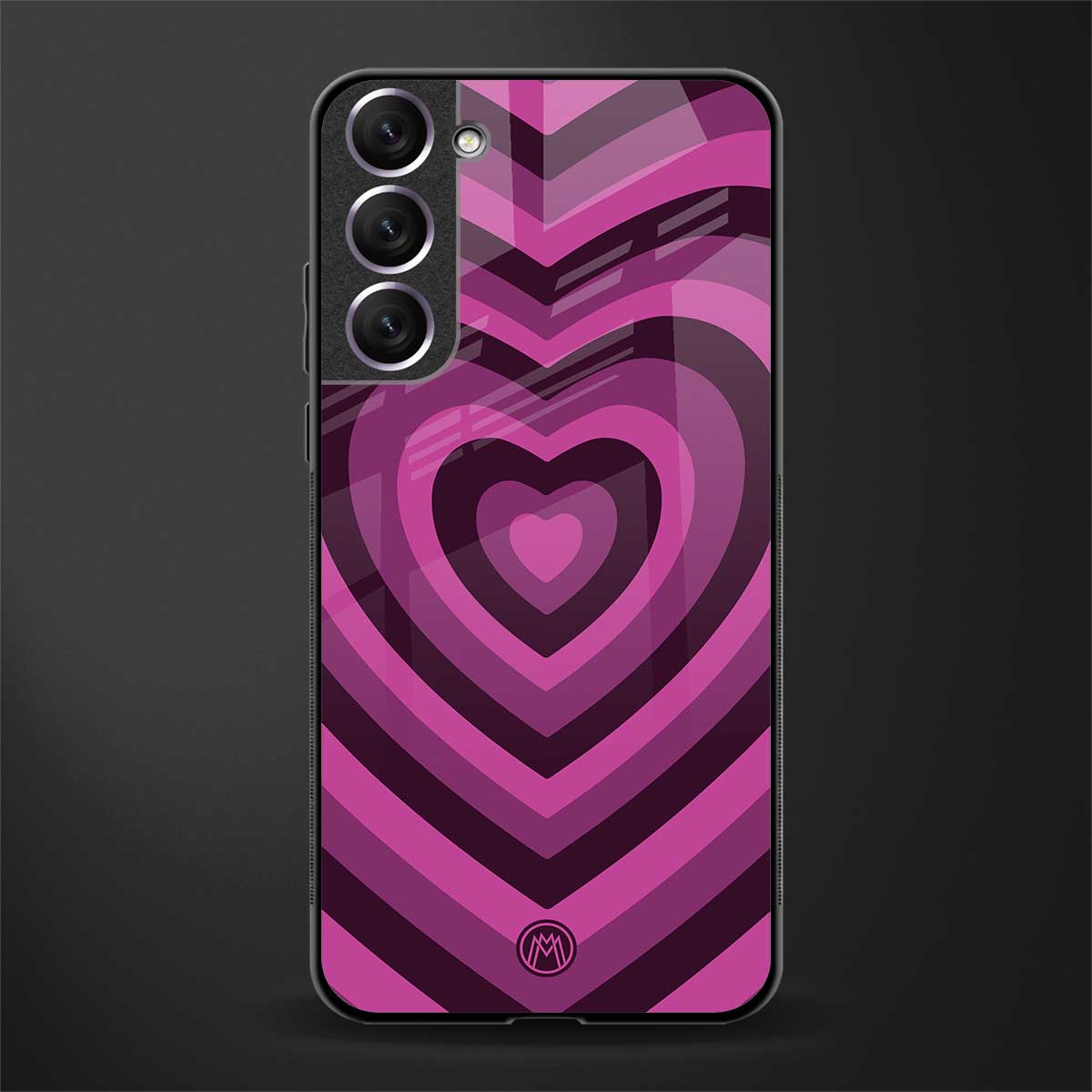 y2k burgundy hearts aesthetic glass case for samsung galaxy s21 plus image