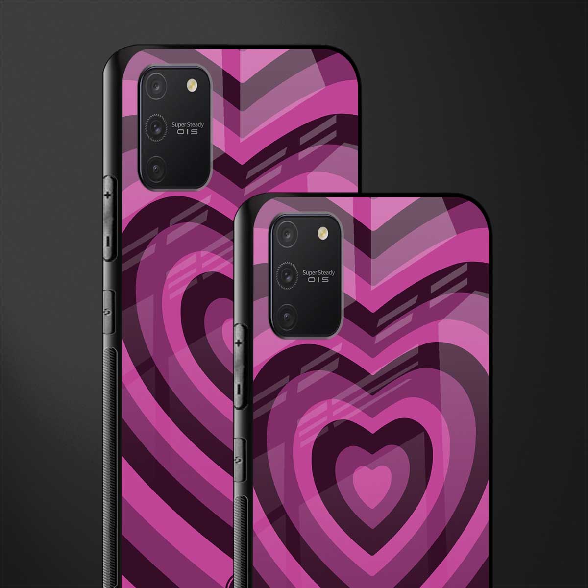 y2k burgundy hearts aesthetic glass case for samsung galaxy a91 image-2