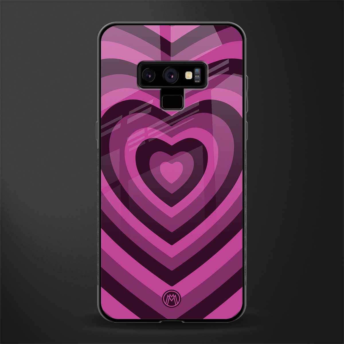 y2k burgundy hearts aesthetic glass case for samsung galaxy note 9 image
