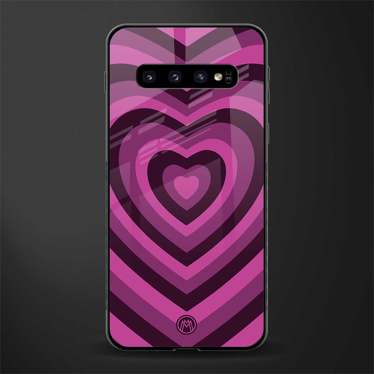 y2k burgundy hearts aesthetic glass case for samsung galaxy s10 image