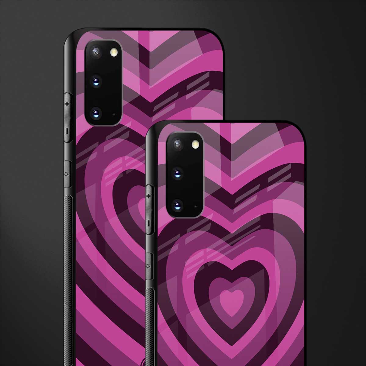 y2k burgundy hearts aesthetic glass case for samsung galaxy s20 image-2