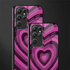 y2k burgundy hearts aesthetic glass case for samsung galaxy s21 ultra image-2