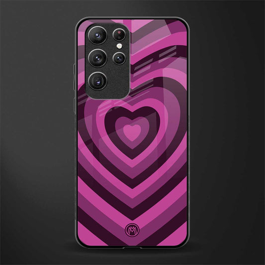 y2k burgundy hearts aesthetic glass case for samsung galaxy s22 ultra 5g image