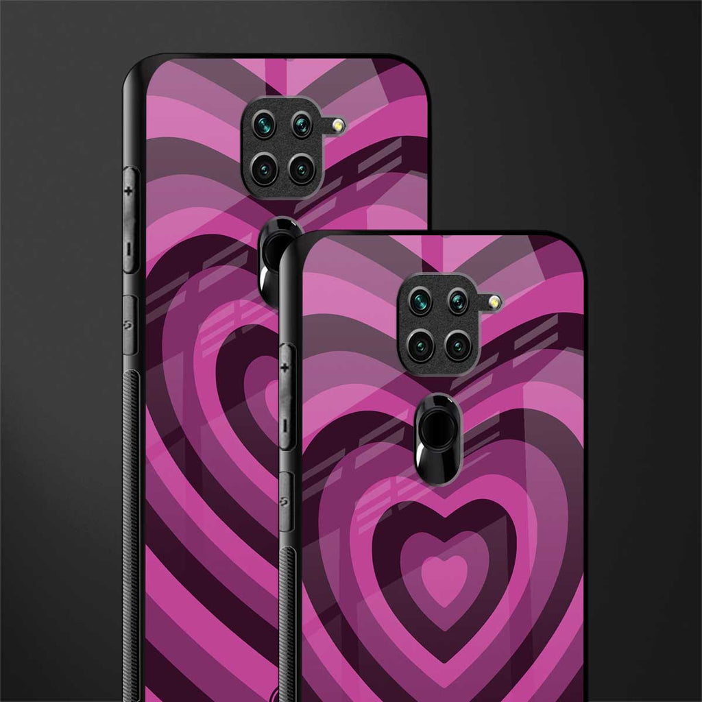 y2k burgundy hearts aesthetic glass case for redmi note 9 image-2
