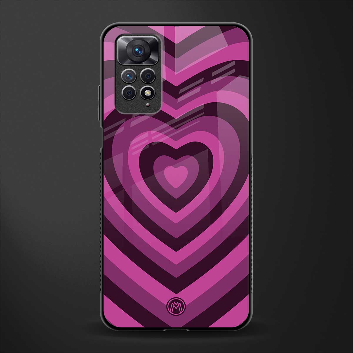 y2k burgundy hearts aesthetic glass case for redmi note 11 image