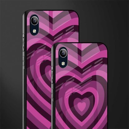 y2k burgundy hearts aesthetic glass case for vivo y1s without fingerprint image-2