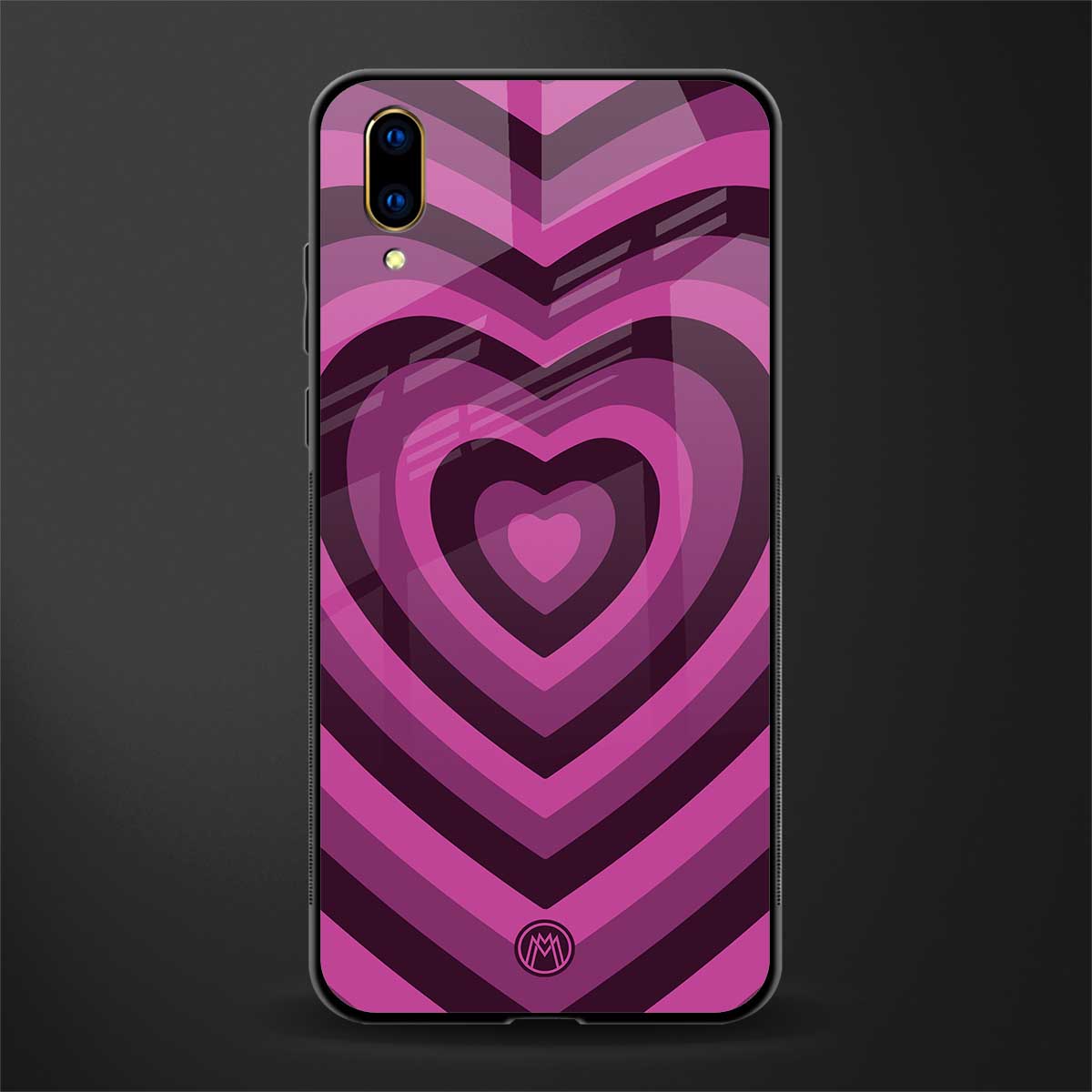 y2k burgundy hearts aesthetic glass case for vivo v11 pro image
