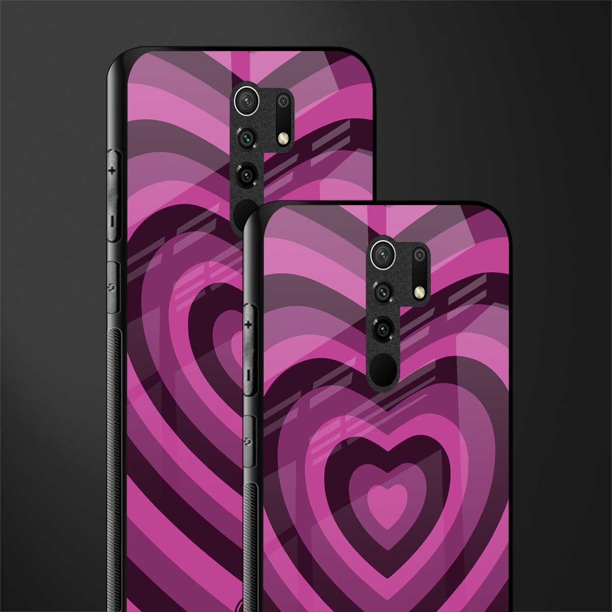 y2k burgundy hearts aesthetic glass case for redmi 9 prime image-2