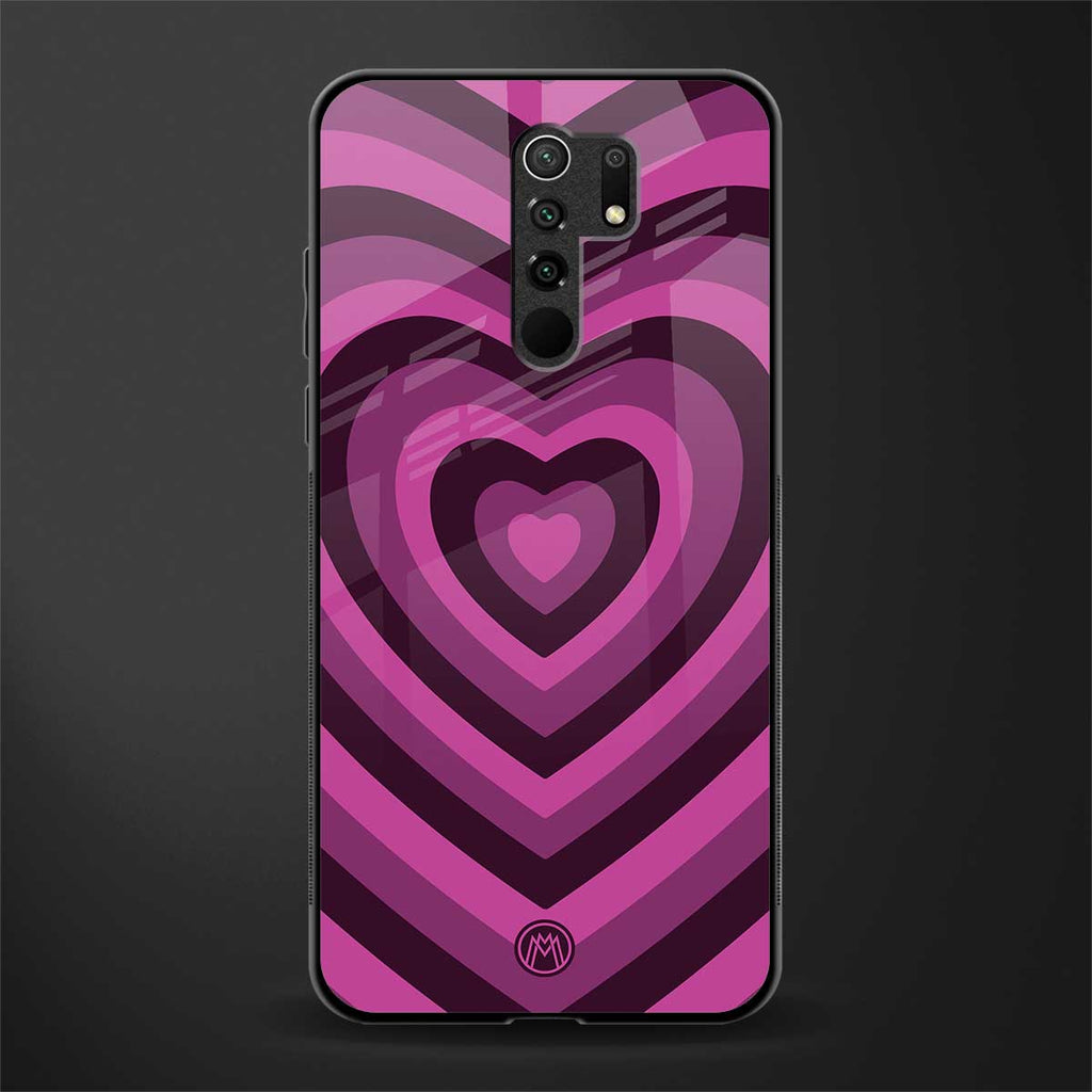y2k burgundy hearts aesthetic glass case for redmi 9 prime image