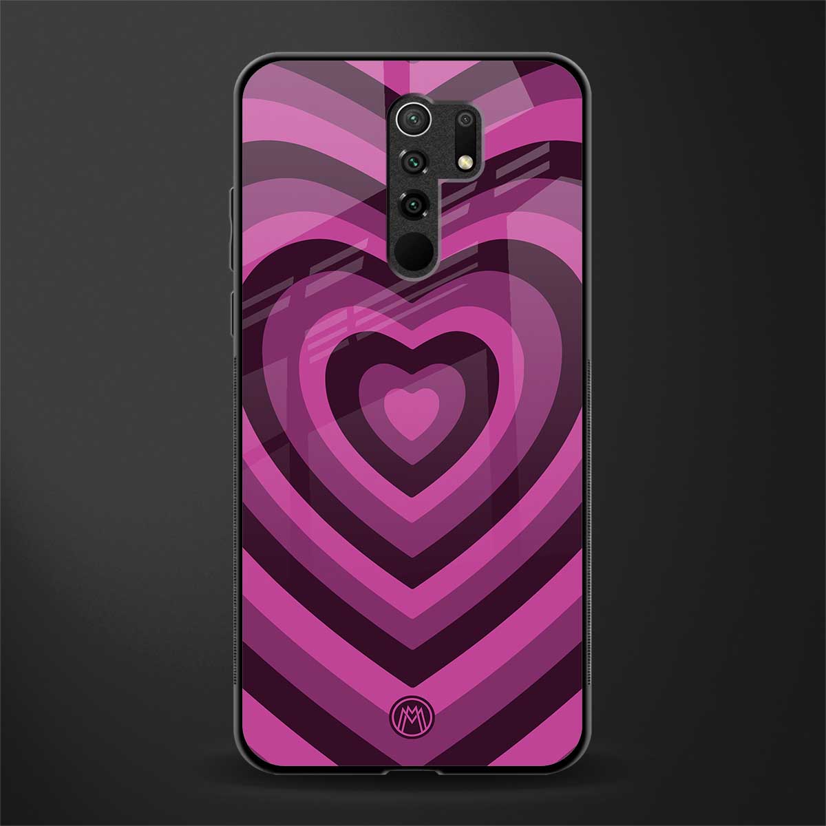 y2k burgundy hearts aesthetic glass case for redmi 9 prime image