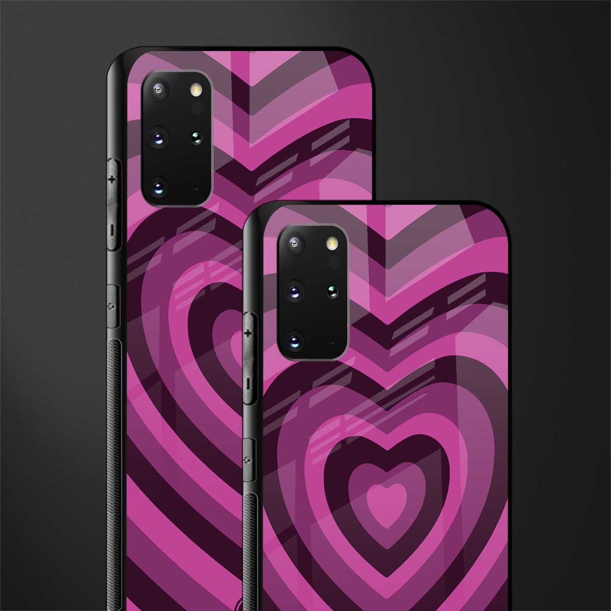 y2k burgundy hearts aesthetic glass case for samsung galaxy s20 plus image-2