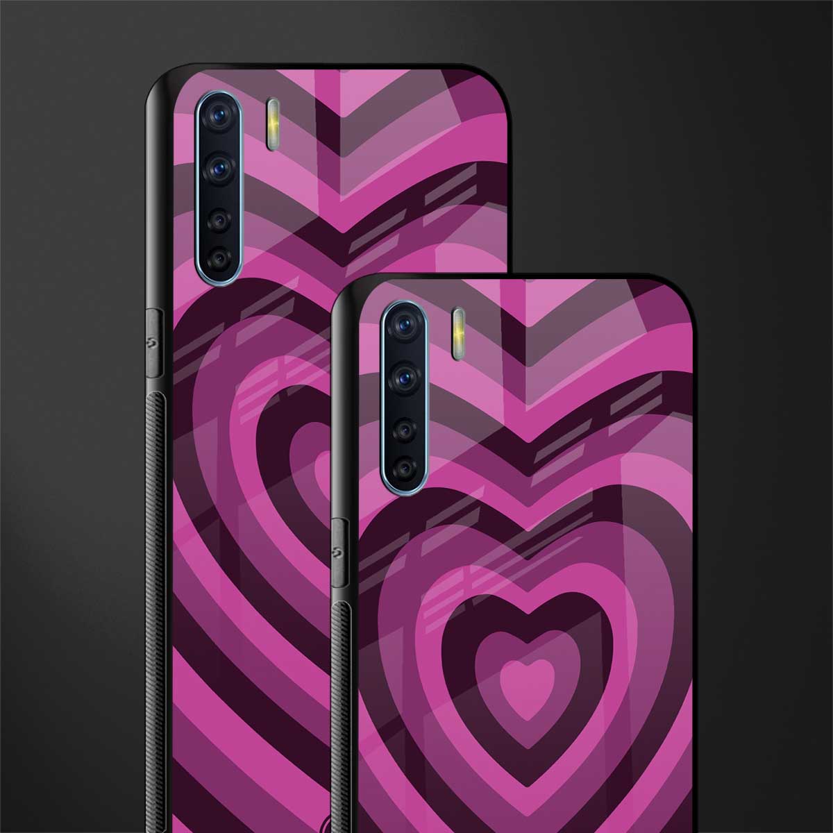 y2k burgundy hearts aesthetic glass case for oppo f15 image-2