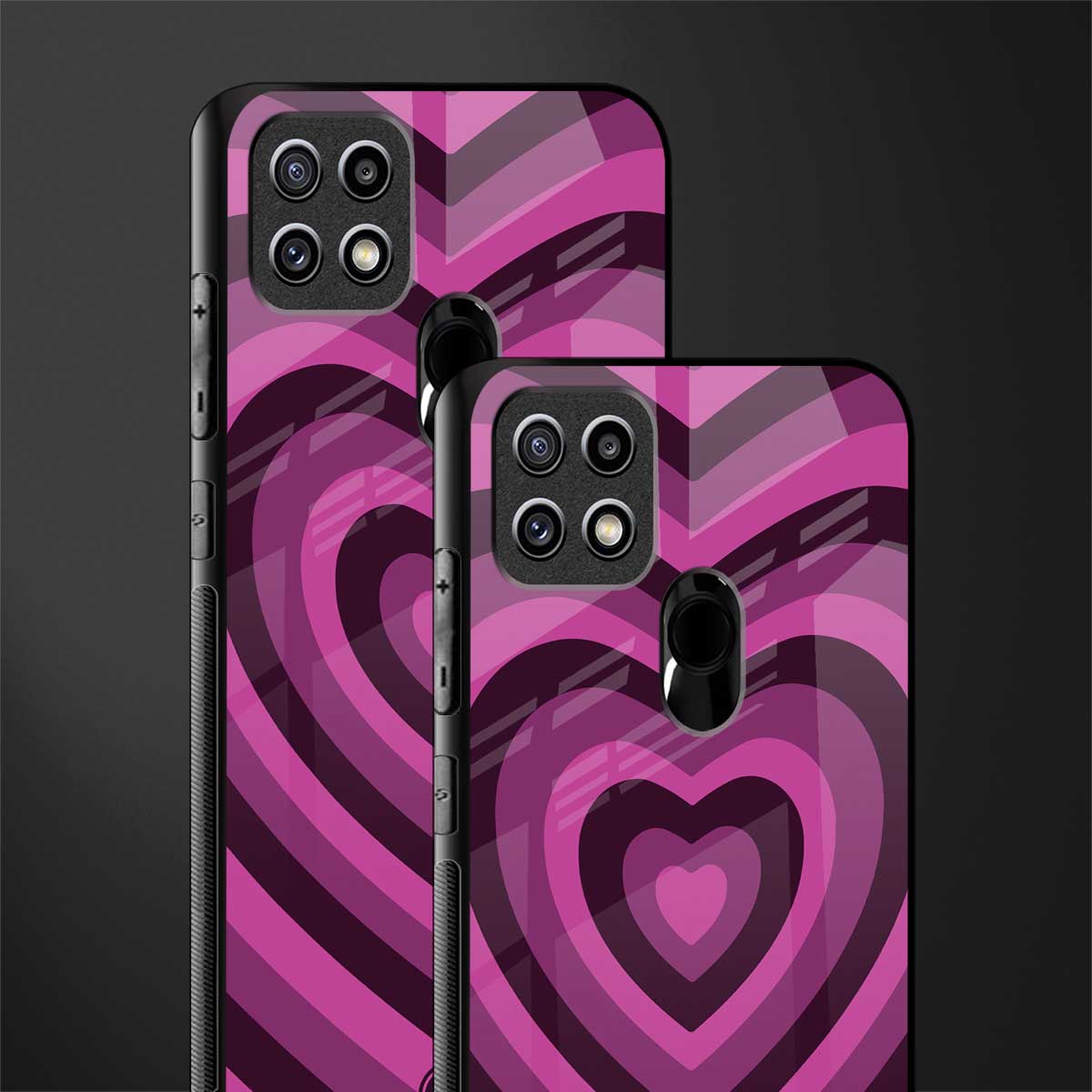 y2k burgundy hearts aesthetic glass case for oppo a15s image-2