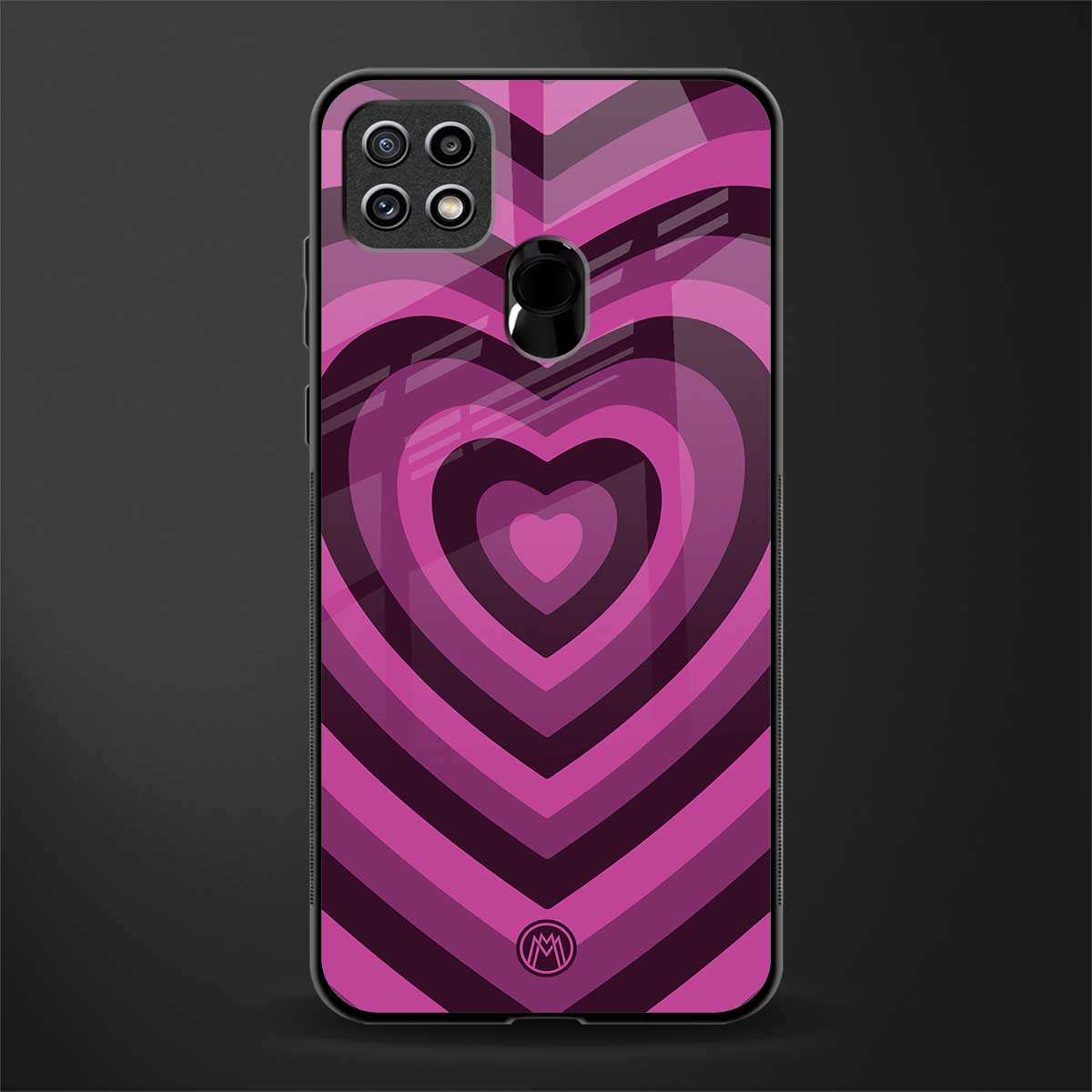 y2k burgundy hearts aesthetic glass case for oppo a15 image