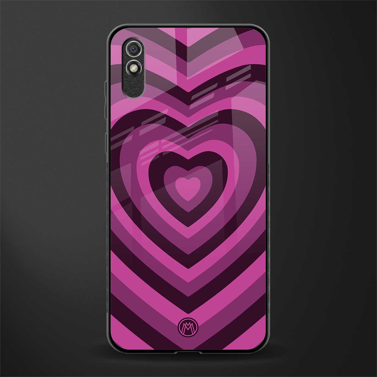 y2k burgundy hearts aesthetic glass case for redmi 9i image