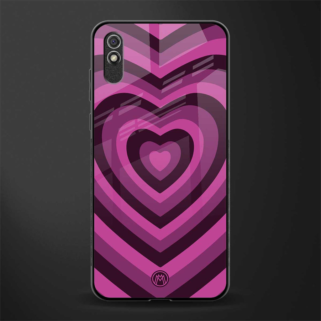 y2k burgundy hearts aesthetic glass case for redmi 9a image