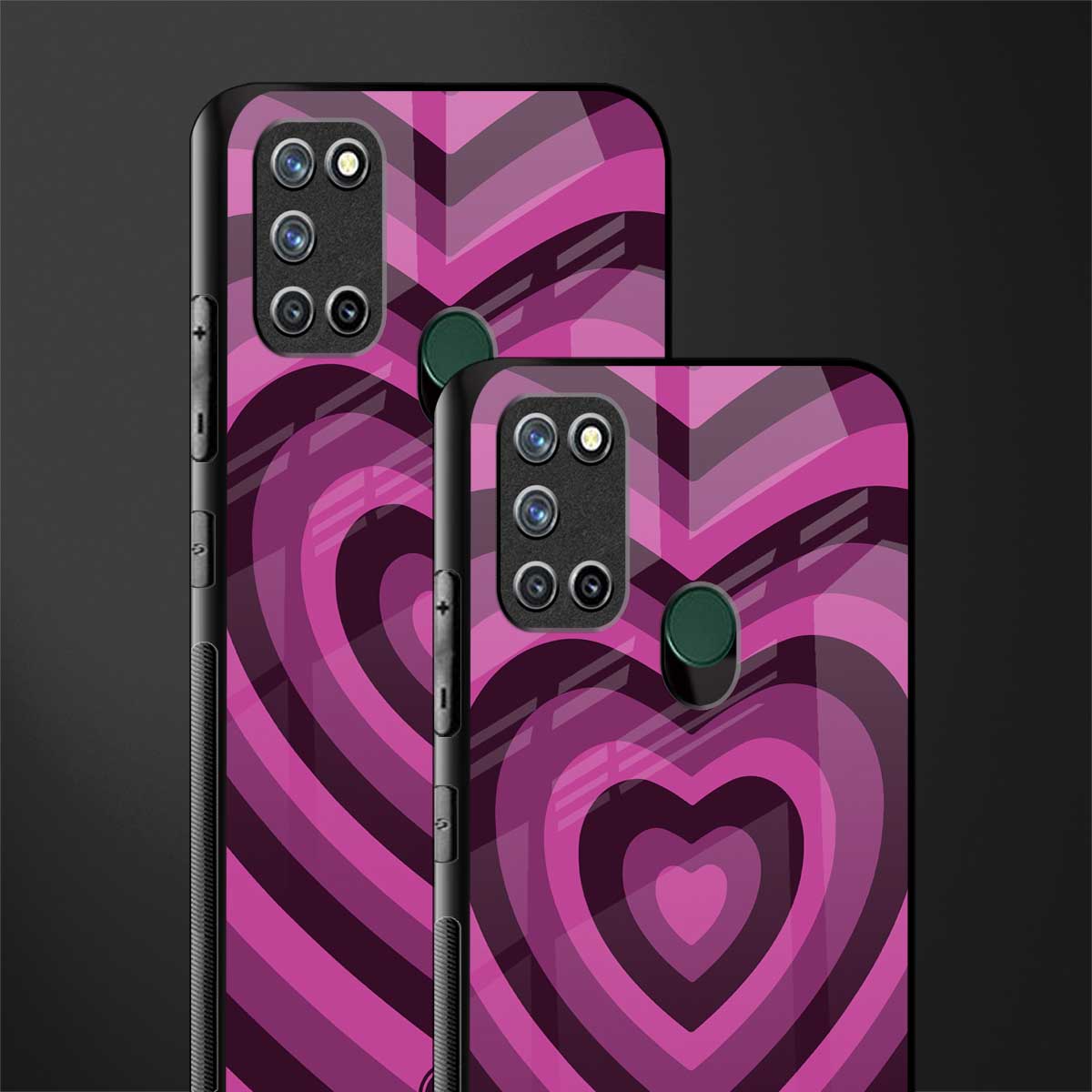 y2k burgundy hearts aesthetic glass case for realme 7i image-2