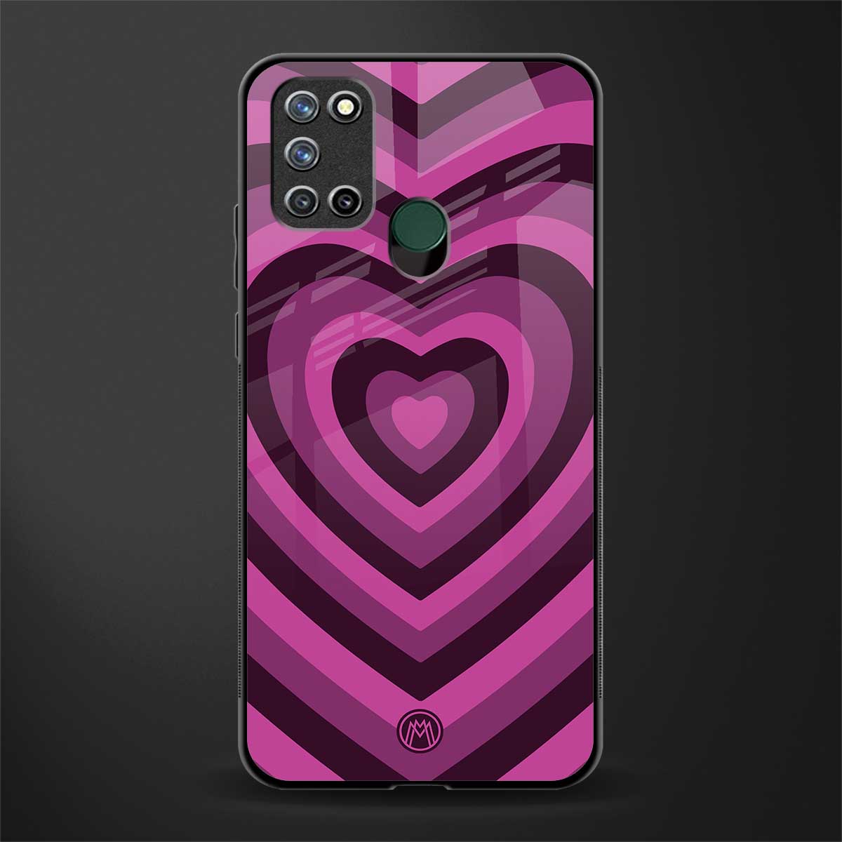 y2k burgundy hearts aesthetic glass case for realme 7i image