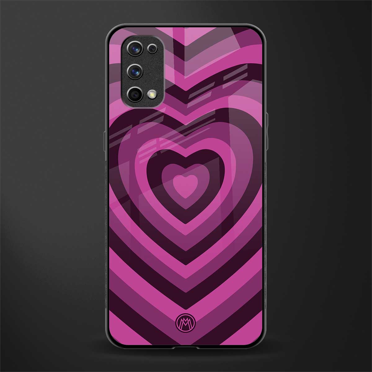 y2k burgundy hearts aesthetic glass case for realme 7 pro image
