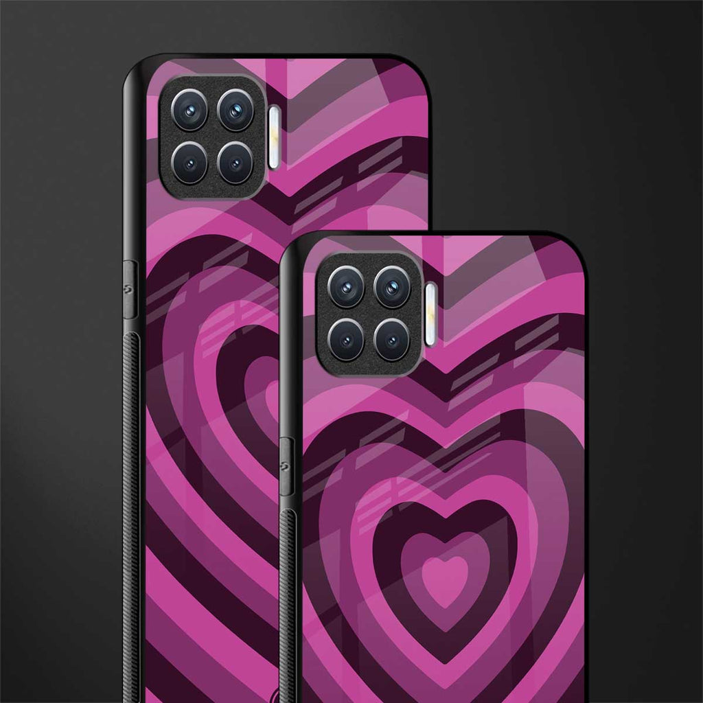 y2k burgundy hearts aesthetic glass case for oppo f17 image-2