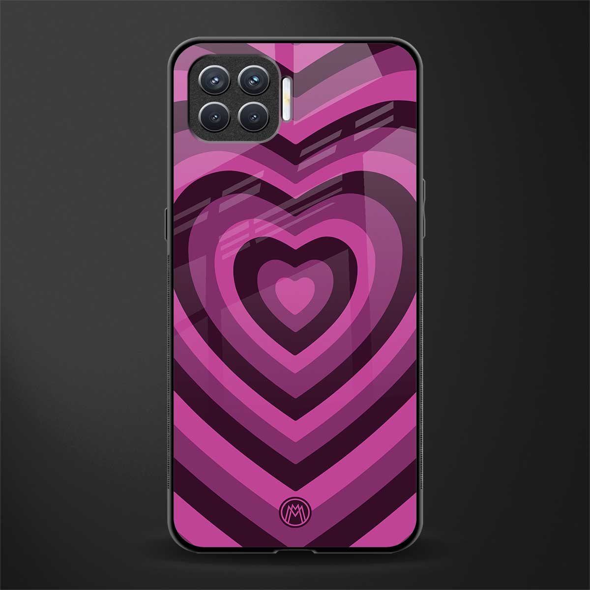 y2k burgundy hearts aesthetic glass case for oppo f17 image