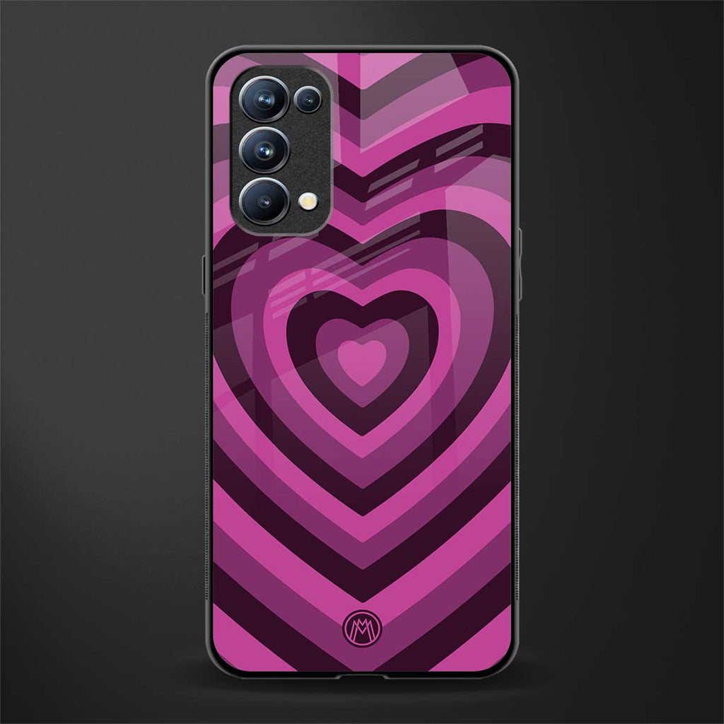 y2k burgundy hearts aesthetic glass case for oppo reno 5 pro image
