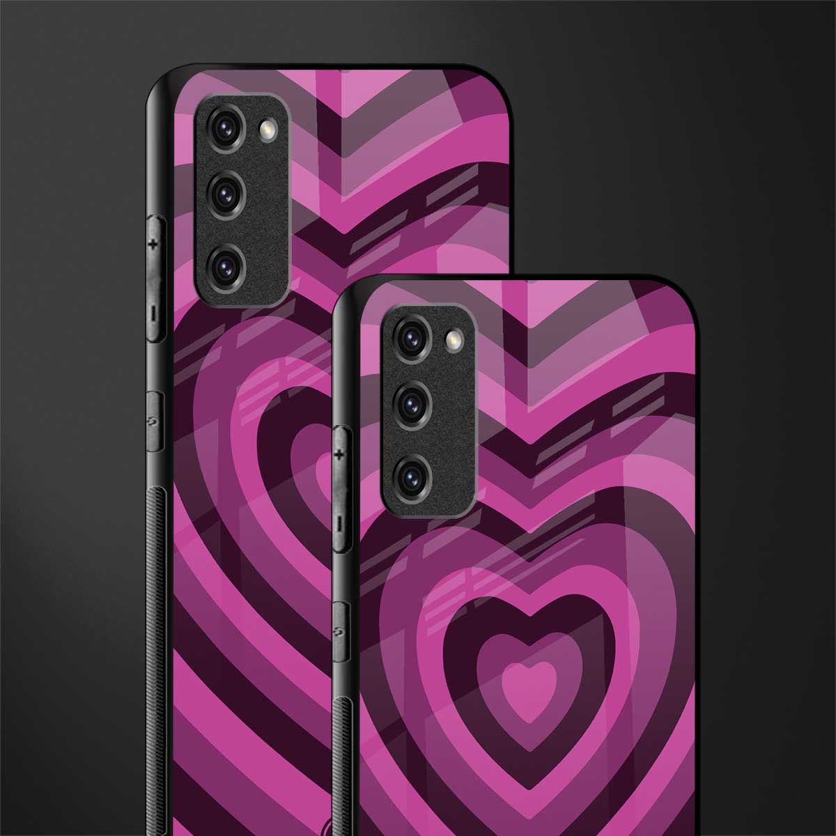 y2k burgundy hearts aesthetic glass case for samsung galaxy s20 fe image-2