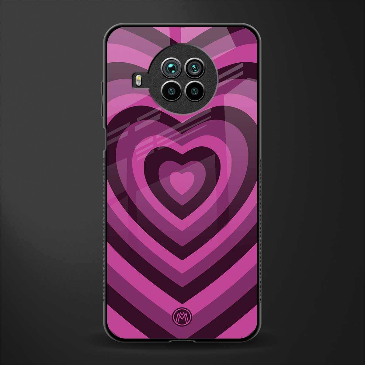 y2k burgundy hearts aesthetic glass case for mi 10i image