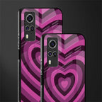 y2k burgundy hearts aesthetic glass case for vivo y51a image-2