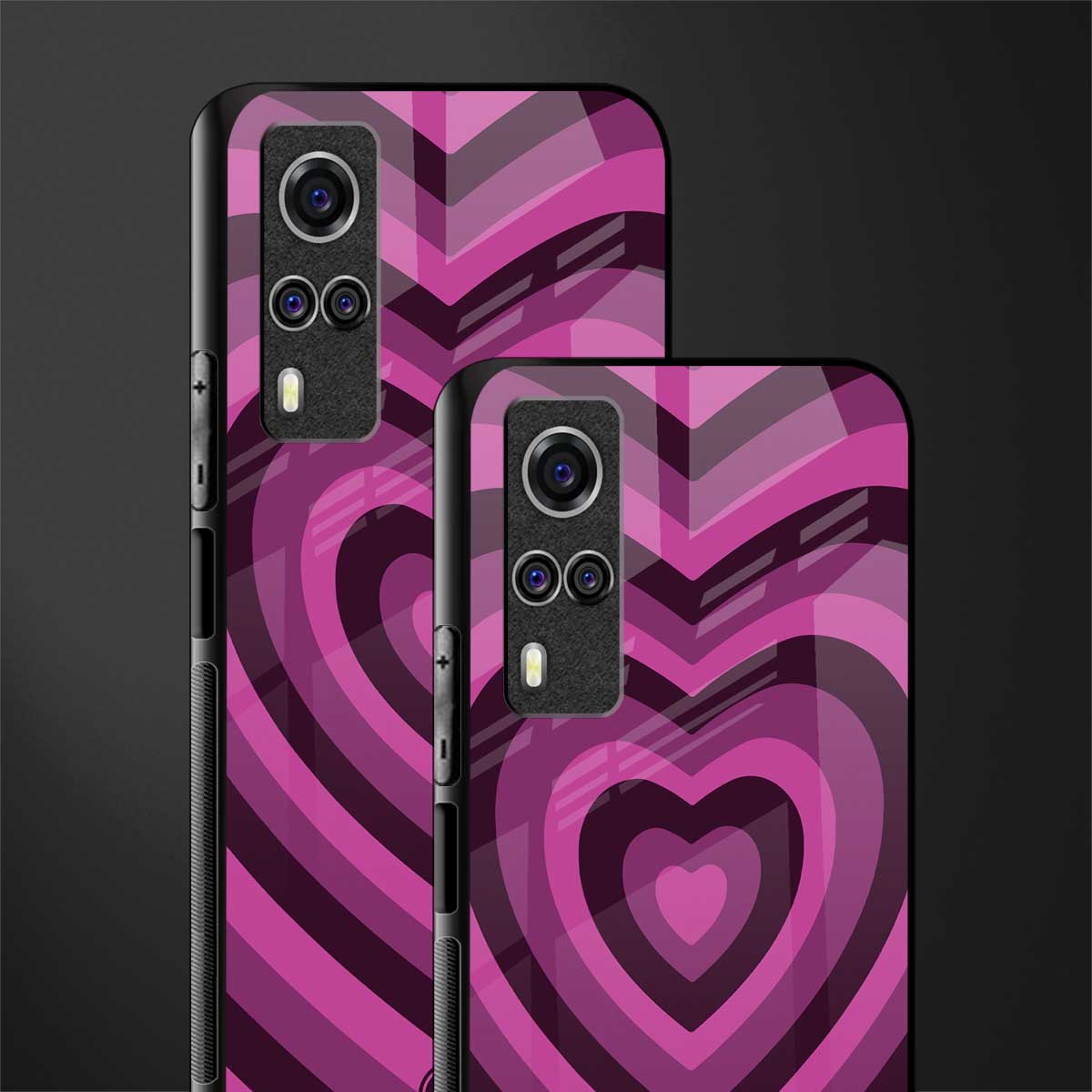 y2k burgundy hearts aesthetic glass case for vivo y51a image-2