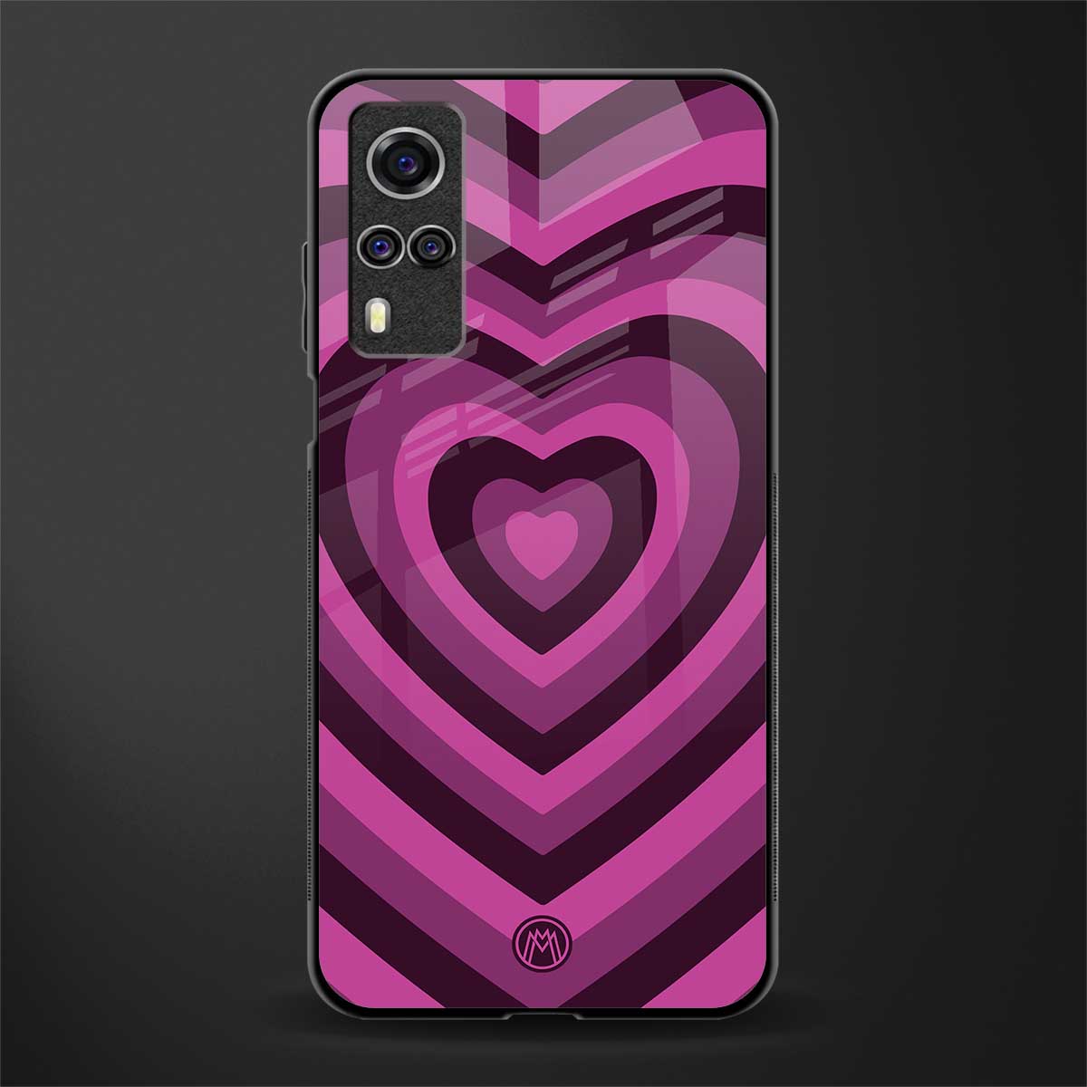 y2k burgundy hearts aesthetic glass case for vivo y51a image