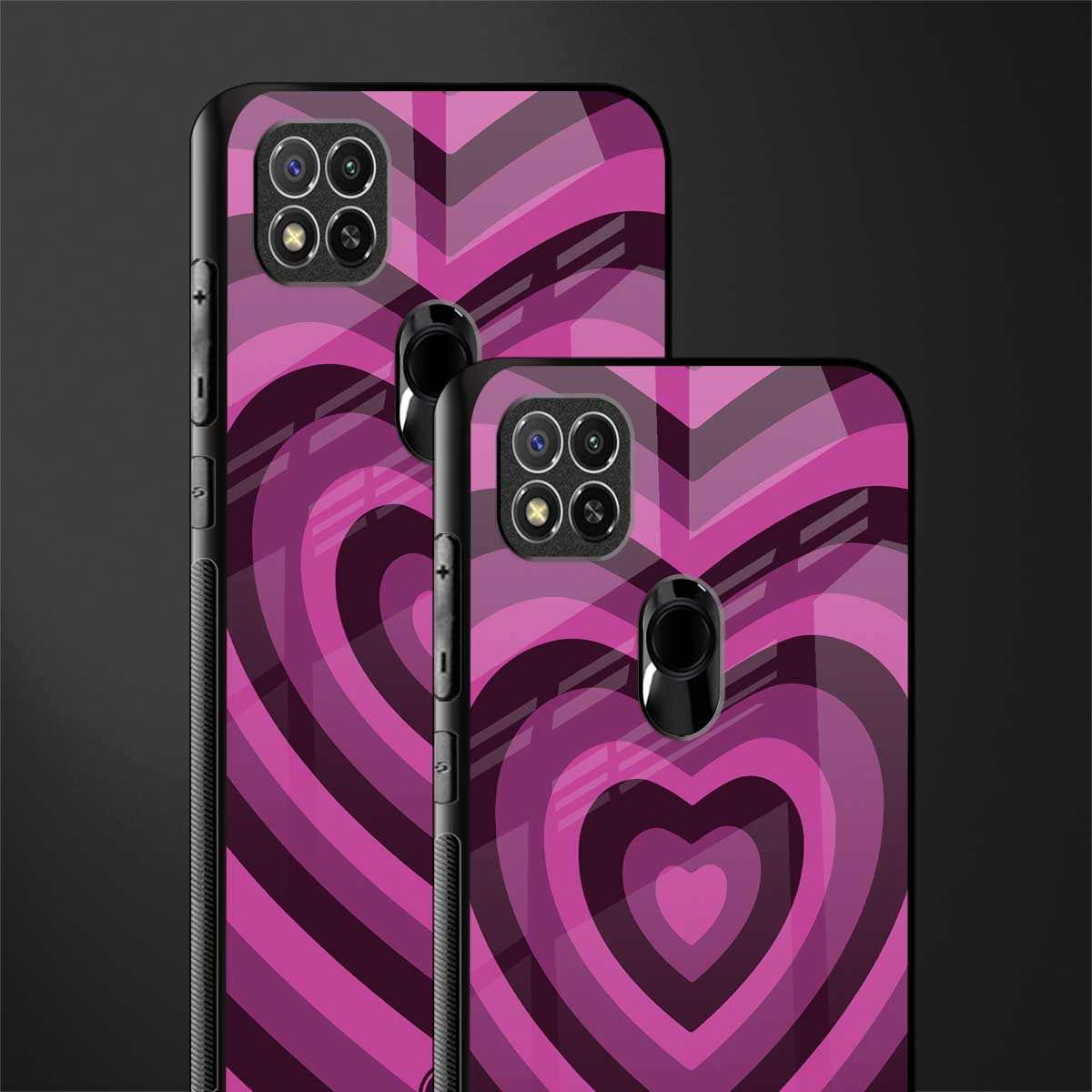 y2k burgundy hearts aesthetic glass case for poco c31 image-2