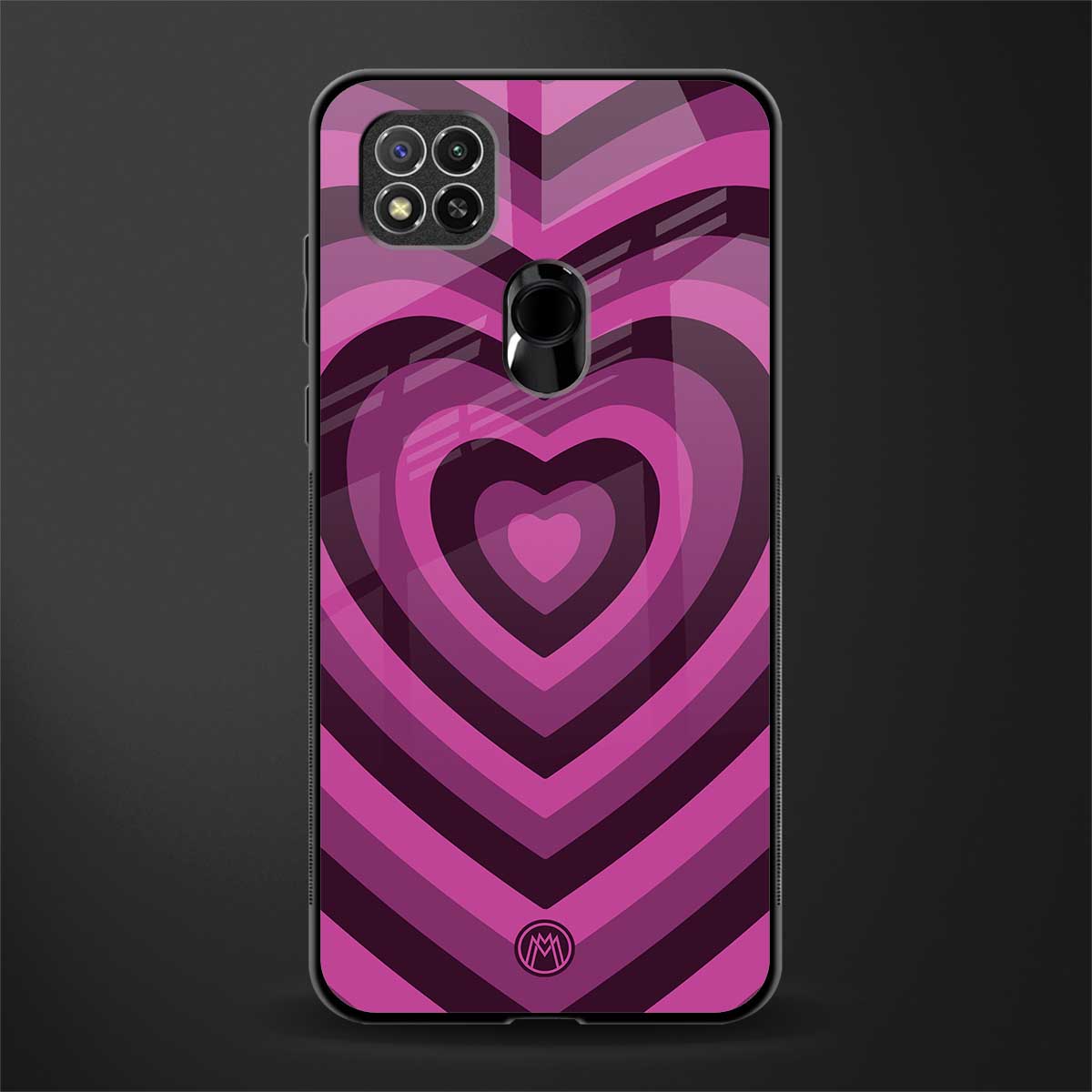 y2k burgundy hearts aesthetic glass case for poco c31 image