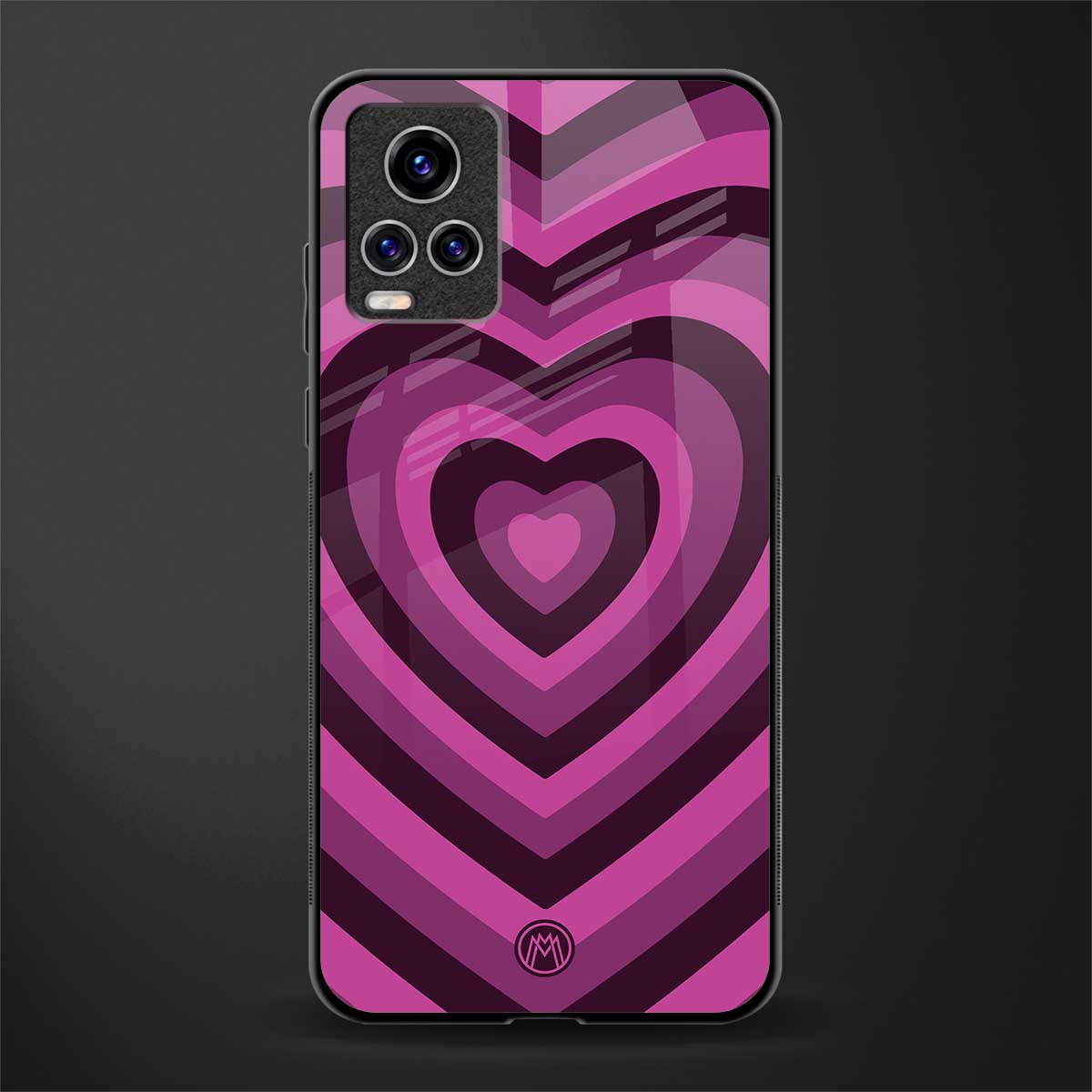 y2k burgundy hearts aesthetic glass case for vivo v20 pro image