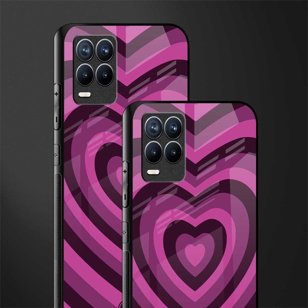 y2k burgundy hearts aesthetic glass case for realme 8 pro image-2